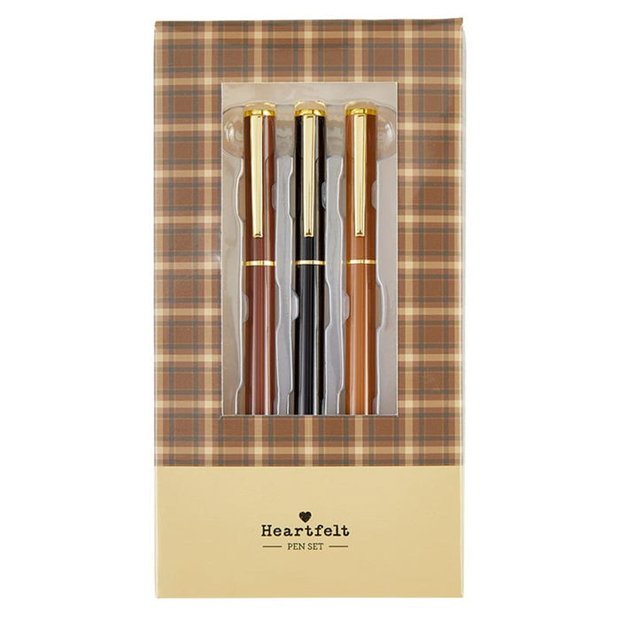 Favorite Memories 3 Piece Refillable Pen Set | Set of 3 Giftable Pens in Plaid Box