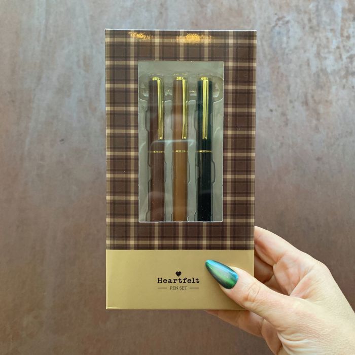 Favorite Memories 3 Piece Refillable Pen Set | Set of 3 Giftable Pens in Plaid Box