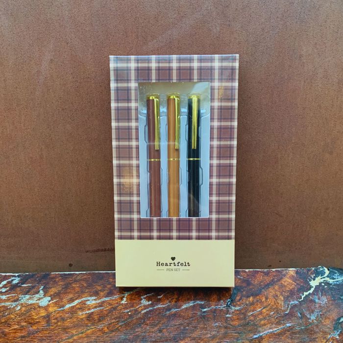 Favorite Memories 3 Piece Refillable Pen Set | Set of 3 Giftable Pens in Plaid Box