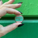  Feminist AF Pink and Green Stripes Enamel Pin on Gift Card