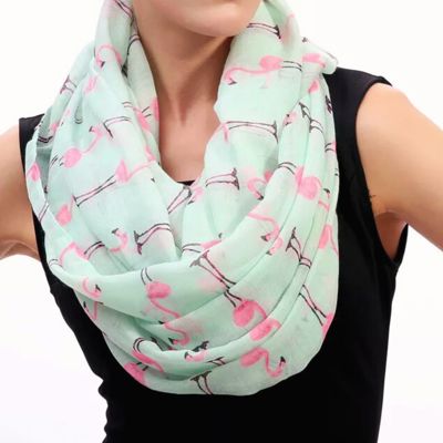 Flamingo Infinity Scarf in Mint and Pink | Lightweight Circle Scarf  | Gift for Her