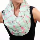  Flamingo Infinity Scarf in Mint and Pink | Lightweight Circle Scarf  | Gift for Her