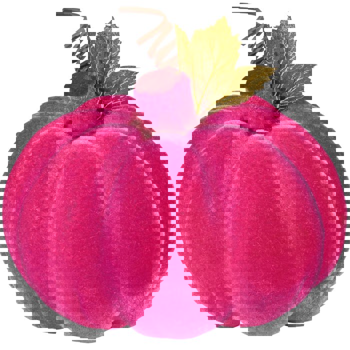 Flocked Neon Pink Pumpkin | Decorative Halloween Theme Shape Decor