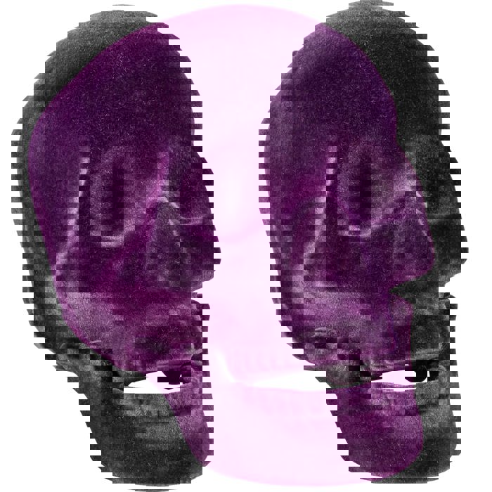 Flocked Skull in Purple | Decorative Halloween Theme Shape Decor