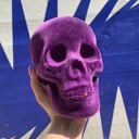  Flocked Skull in Purple | Decorative Halloween Theme Shape Decor