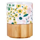  Floral Ceramic Mug with Bamboo Base