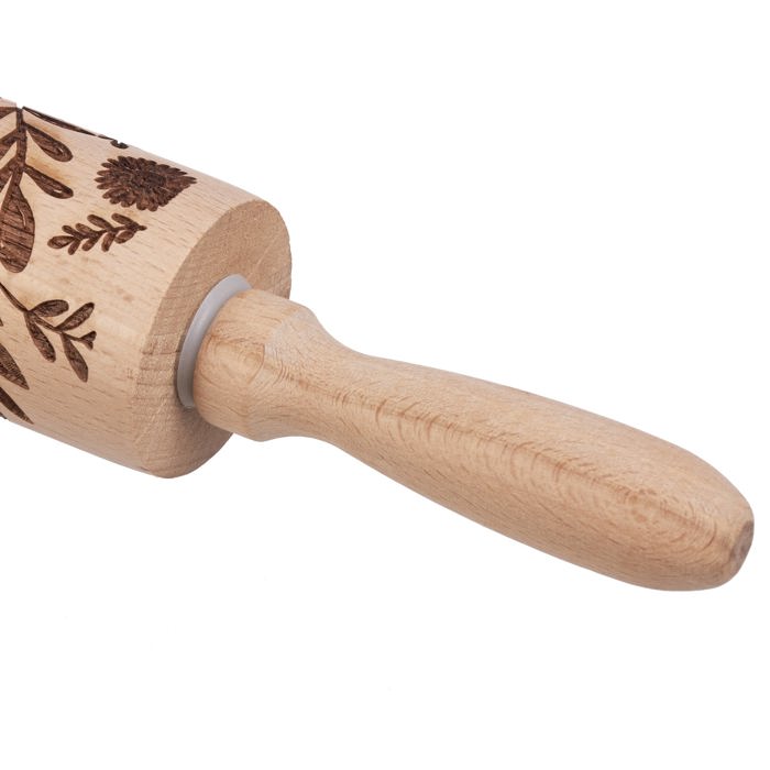 Floral Embossed Rolling Pin | Bees and Florals Design Baking Tools | 13.75" x 2"