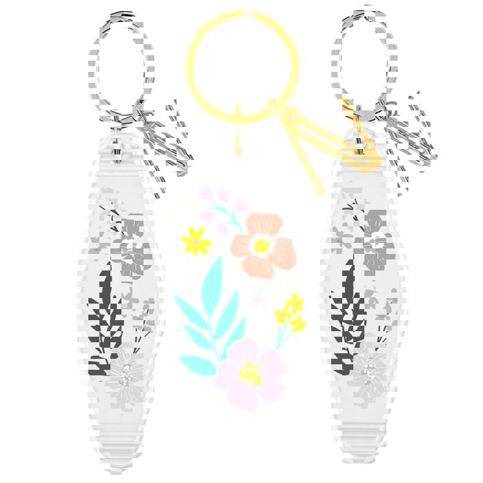 Floral Motel Key Tag | Acrylic with Gold Hardware