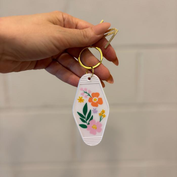 Floral Motel Key Tag | Acrylic with Gold Hardware