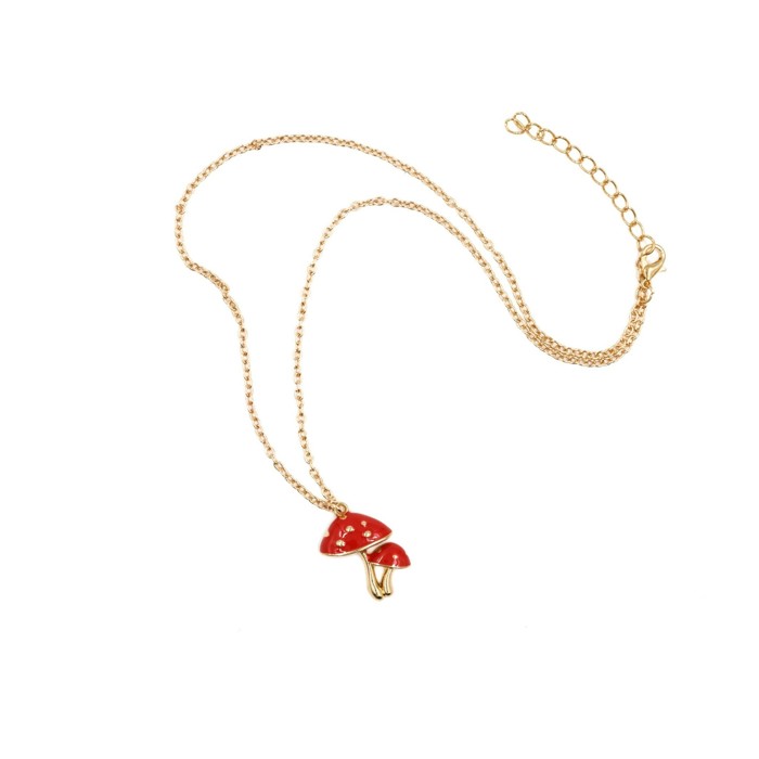 Forestcore Toadstool Mushroom Charm Necklace in Gold | Gift for Her Fashion Jewelry