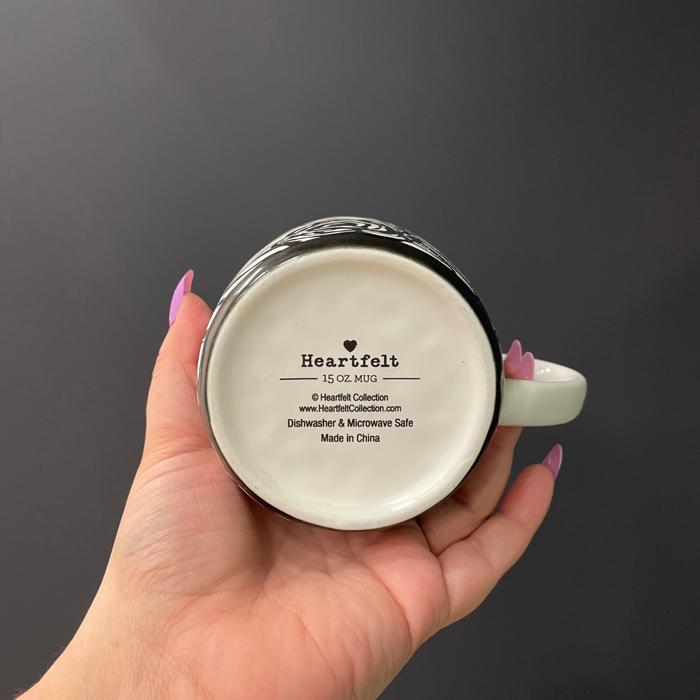 Forever & Always Mug in White with Black Floral Art | Valentine's Day Bridal Wedding Romance Giftable Coffee Tea Cup | 15oz