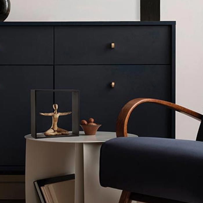 Framed Yoga Statue | Modern Figurine Black and Gold Contemporary Statue