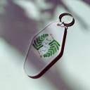  Fronds Til The End Motel Style Illustrated Funny Keychain - White, Green