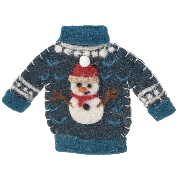 Frosty Sweater Ornament | Decorative Felt Christmas Decor