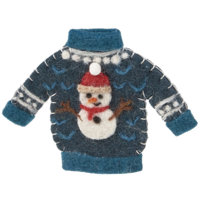 Frosty Sweater Ornament | Decorative Felt Christmas Decor