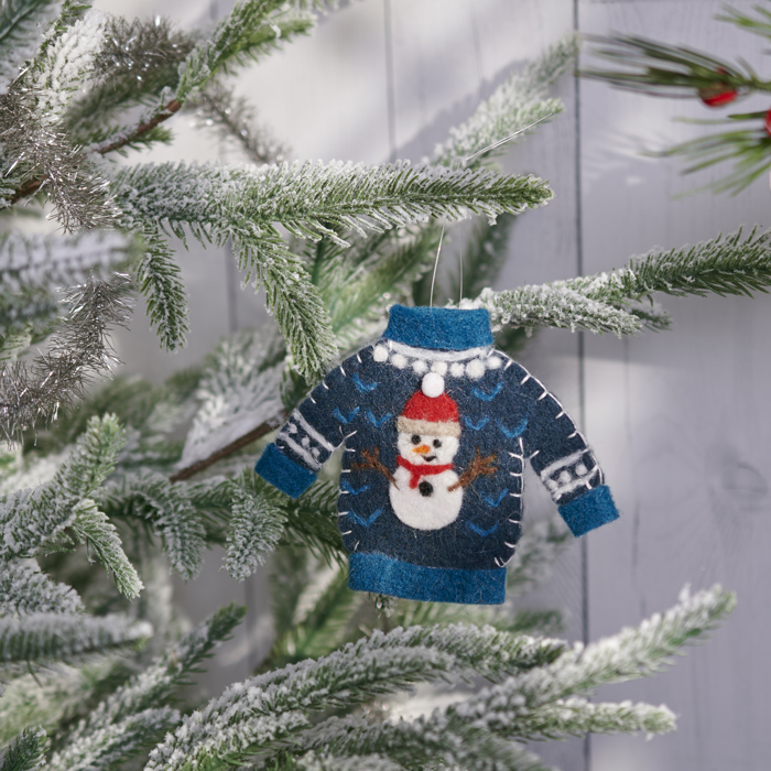 Frosty Sweater Ornament | Decorative Felt Christmas Decor