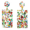  Fun Starts Now Party Earrings | Confetti Glitter Acrylic Novelty Earrings | 2.5" x 4.5"