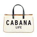  Cabana Life Canvas Tote | Genuine Leather Handles Carry-all Beach Bag | 20" x 11"