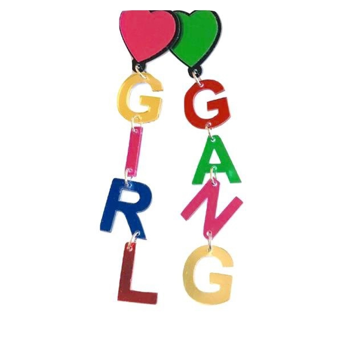 GIRL GANG Oversize Acrylic Earrings in Rainbow