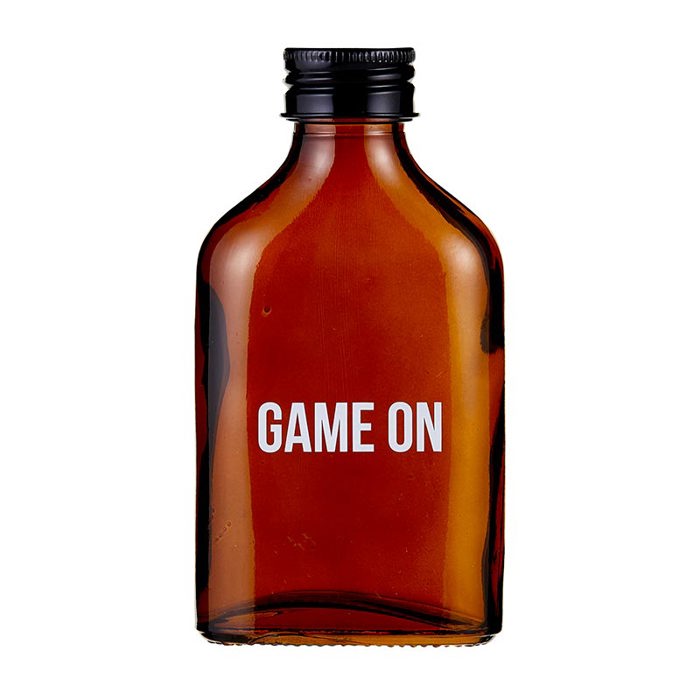 Game On Amber Mini Flask Glass | Dad Gifts Sports Themed Bottle