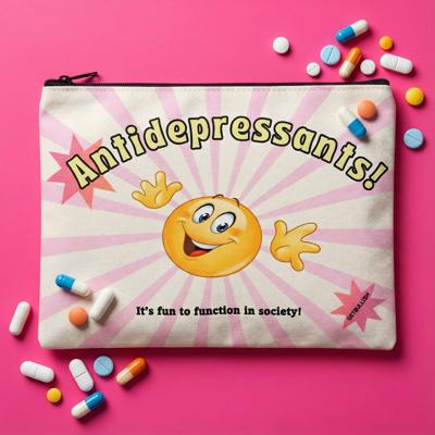 Antidepressants! Canvas Zipper Pouch 9.5" x 7" | Cosmetics Bag or Pencil Case
