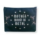  Motherhood is Metal Canvas Zipper Pouch 9.5" x 7" | Cosmetics Bag or Pencil Case