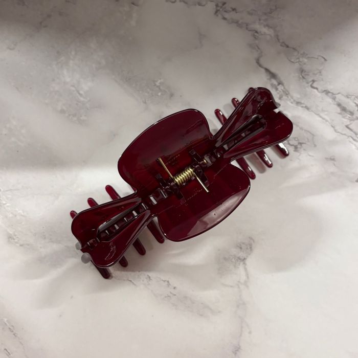 Giant Burgundy Hue Megabow Hair Claw for Long, Thick Hair |  Panther Icon in Gold Foil Hair Accessories