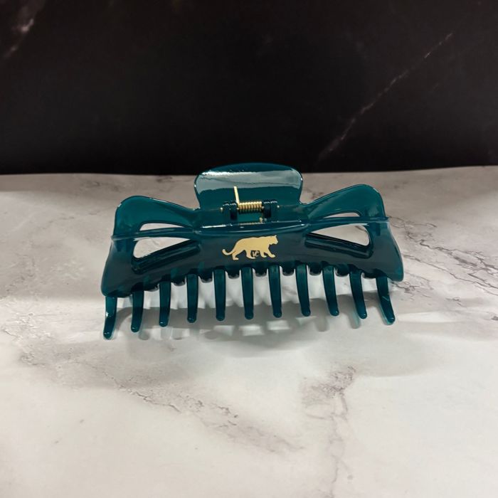 Giant Emerald Megabow Hair Claw for Long, Thick Hair | Panther Icon in Gold Foil Hair Accessories