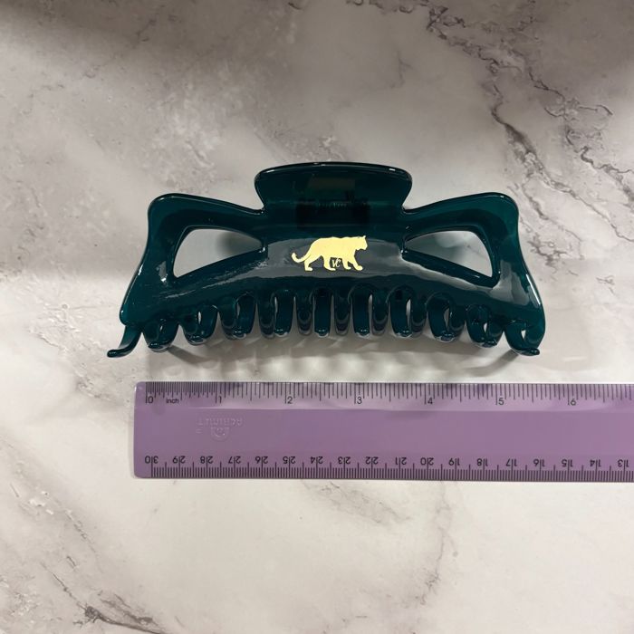 Giant Emerald Megabow Hair Claw for Long, Thick Hair | Panther Icon in Gold Foil Hair Accessories