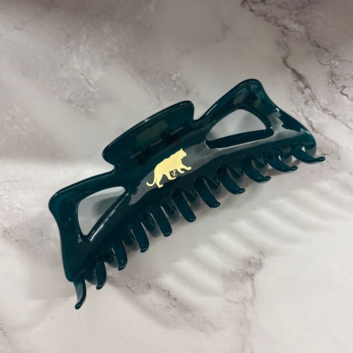Giant Emerald Megabow Hair Claw for Long, Thick Hair | Panther Icon in Gold Foil Hair Accessories