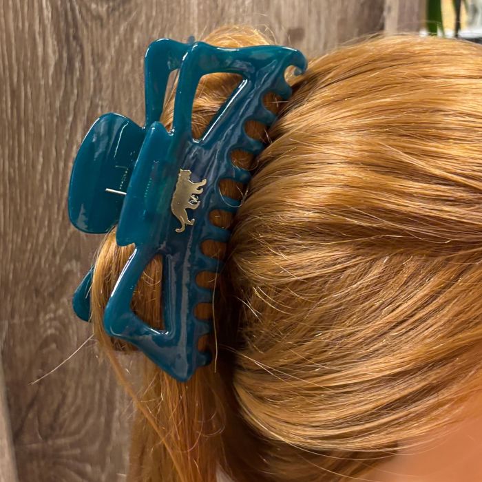 Giant Emerald Megabow Hair Claw for Long, Thick Hair | Panther Icon in Gold Foil Hair Accessories