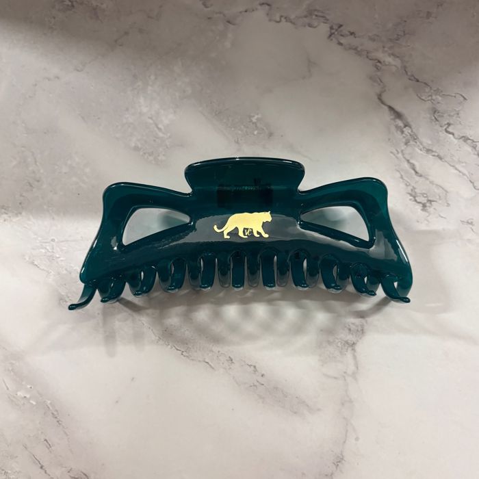 Giant Emerald Megabow Hair Claw for Long, Thick Hair | Panther Icon in Gold Foil Hair Accessories