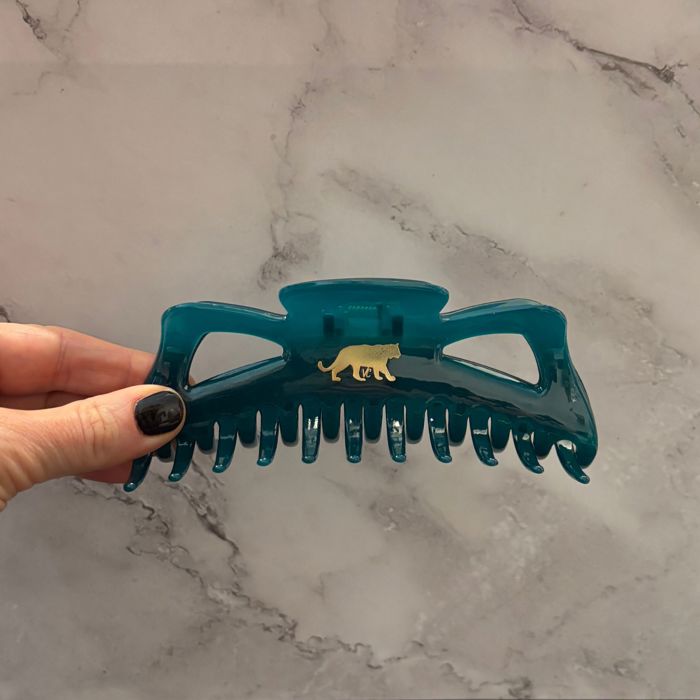 Giant Emerald Megabow Hair Claw for Long, Thick Hair | Panther Icon in Gold Foil Hair Accessories