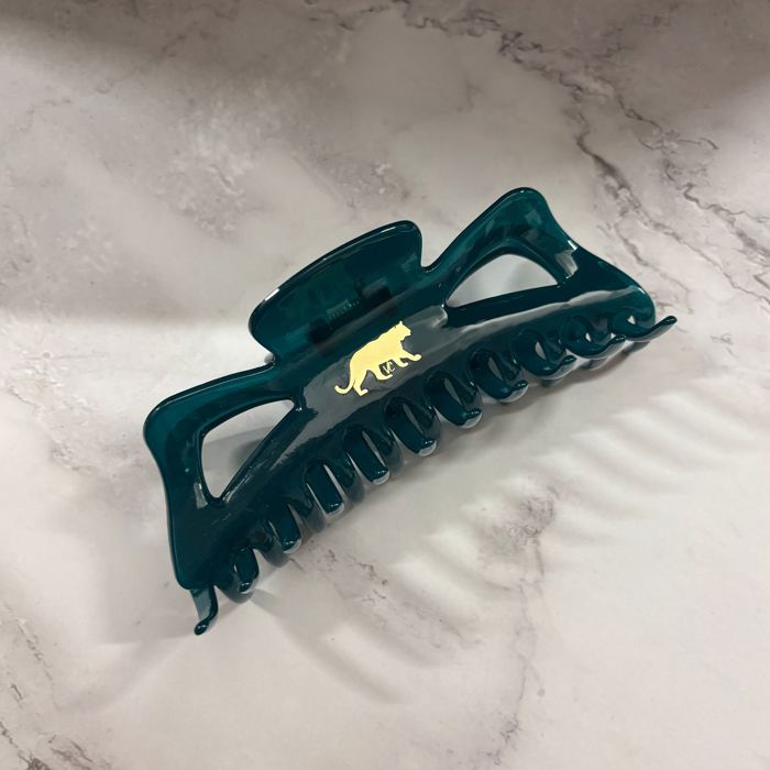 Giant Emerald Megabow Hair Claw for Long, Thick Hair | Panther Icon in Gold Foil Hair Accessories