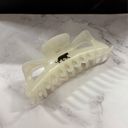  Giant Fresh Cream Megabow Hair Claw for Long, Thick Hair | Panther Icon in Gold Foil Hair Accessories