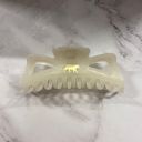  Giant Fresh Cream Megabow Hair Claw for Long, Thick Hair | Panther Icon in Gold Foil Hair Accessories
