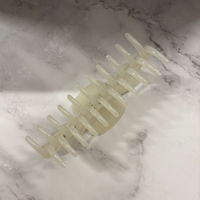 Giant Fresh Cream Megabow Hair Claw for Long, Thick Hair | Panther Icon in Gold Foil Hair Accessories