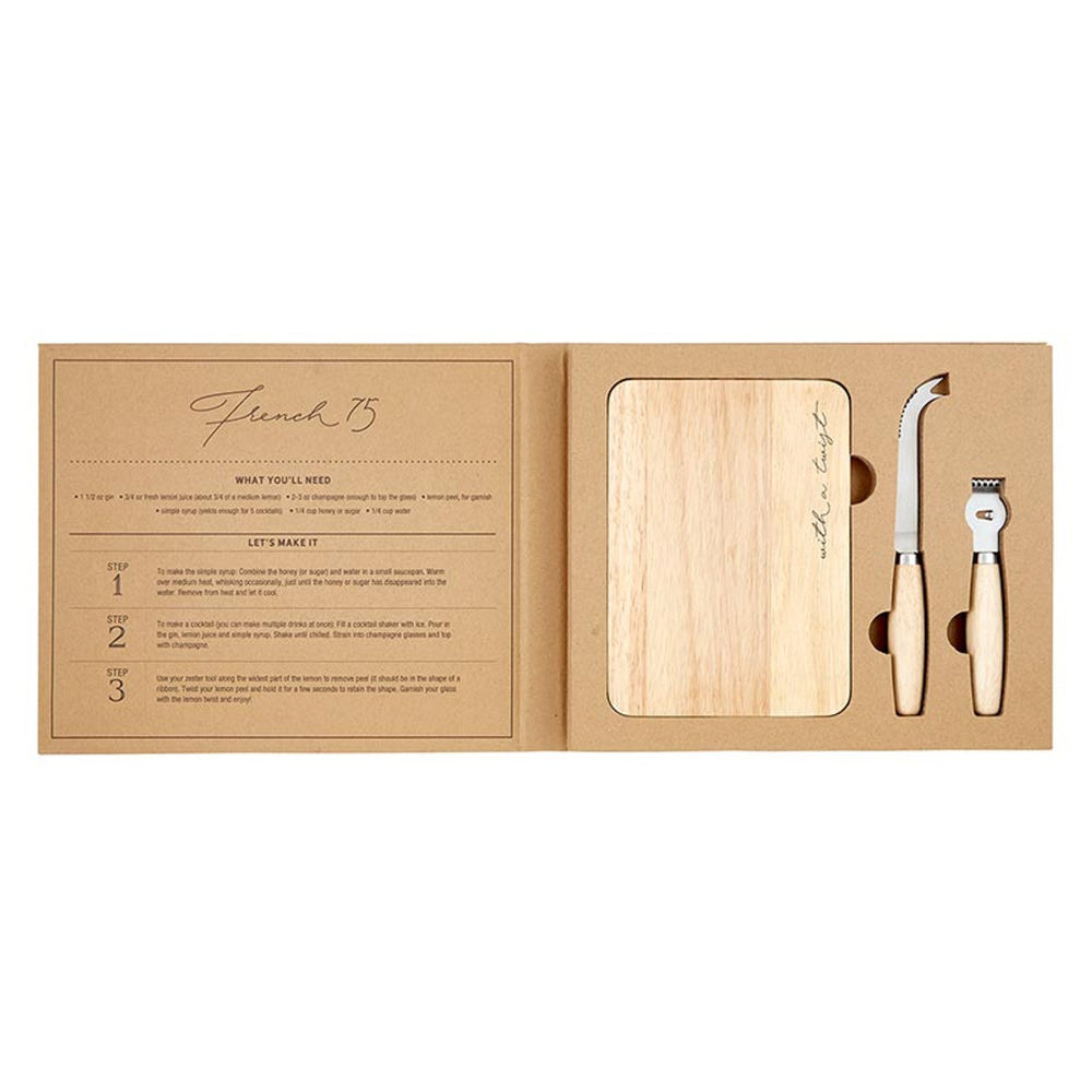 Gift Box: Cocktail Garnish Book Box With a Twist | Cutting board, Knife, and Zester Gift Set