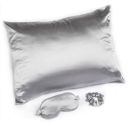  Giftable Gray Goodnight Gorgeous Satin Sleep Set [Includes Pillowcase, Sleep Mask + Scrunchie]