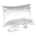  Giftable White Goodnight Gorgeous Satin Sleep Set [Includes Pillowcase, Sleep Mask + Scrunchie]