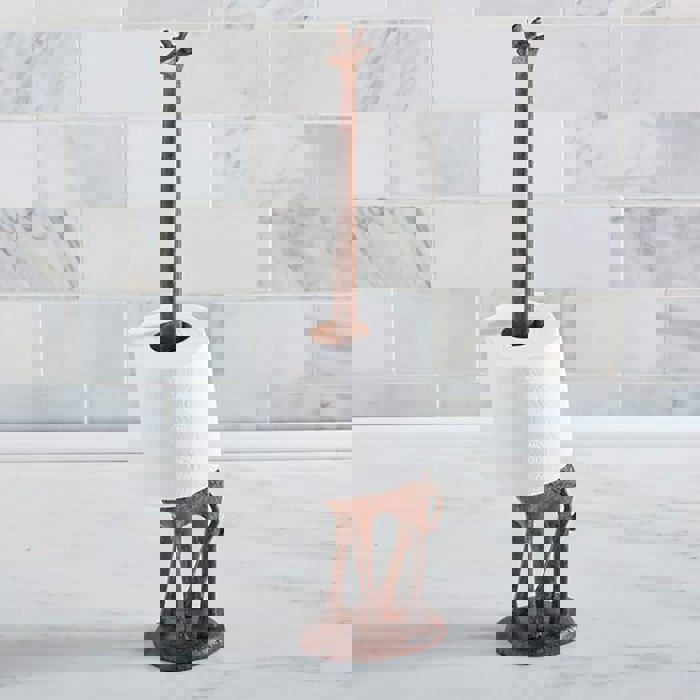 Giraffe Cast Iron Paper Towel Holder | 19" Tall | Real Cast Iron, Virtually Indestructible