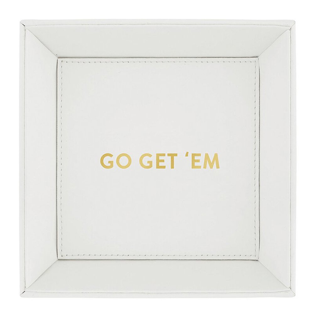 Go Get 'Em White Valet Tray | Motivational Gift Tray for Keeping Keys, Jewelry, Etc.