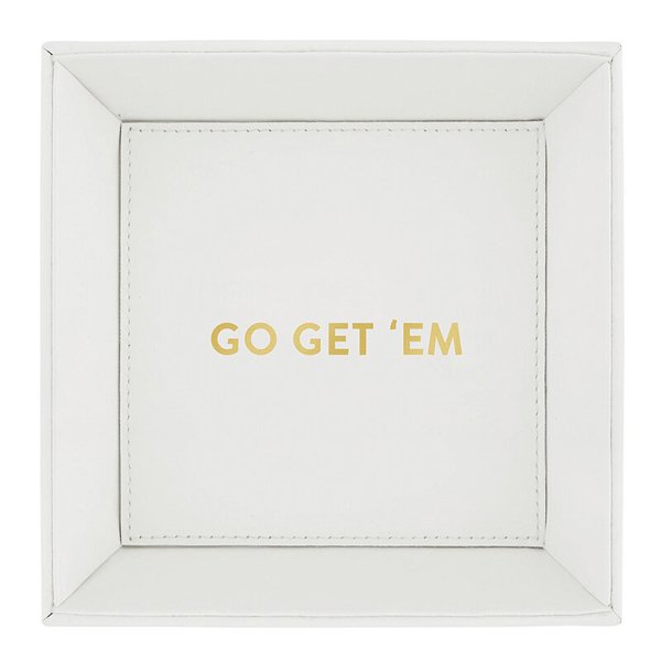 Go Get 'Em White Valet Tray | Motivational Gift Tray for Keeping Keys, Jewelry, Etc.