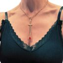  Gold Blood Drop Sword Necklace | Edgy Gothic Pendant on Adjustable Chain