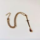  Gold Blood Drop Sword Necklace | Edgy Gothic Pendant on Adjustable Chain