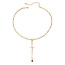  Gold Blood Drop Sword Necklace | Edgy Gothic Pendant on Adjustable Chain