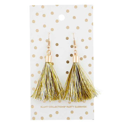 Gold Tassel Party Earrings | Glam Gold Earrings with Tinsel Tassels | Party-Ready Statement Jewelry