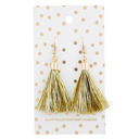 Gold Dot Tassel Holiday Earrings on Giftable Cards for Stocking Stuffers, Party Favors, Costume Accessories