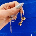  Gold Dumbbell Weightlifting Necklace