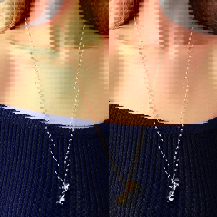 Gold Dumbbell Weightlifting Necklace